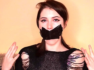 Duck Tape and Gag Ball Masturbation
