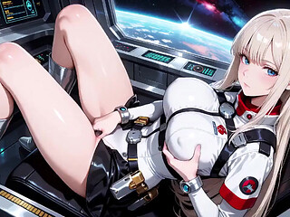 Private Moments Inside the Futuristic Spaceship Where Her White Uniform Is Stretched to Perfection