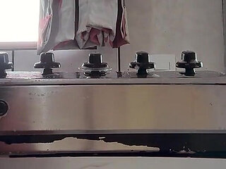 Hot Neighbour Cleaning the Kitchen