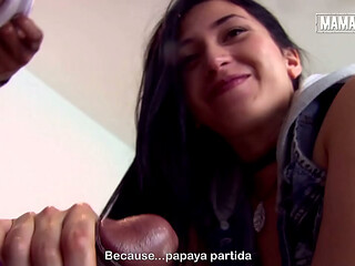 Slim Latina Deepthroats BBC Bent Over the Bed... She Gags and Takes It Deeper