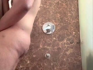 IndiaTwink Jerks His Hard Cock in Steamy Shower
