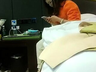Cute amateur asian web cam girl playing with her toy