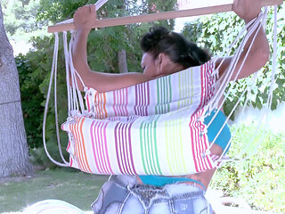 Luciferina: Pretty with Big Tits Luciferina Getting Naked by the Pool