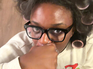 Ebony Step Sis Pulls Out BBC While Clan Is Watching a Movie