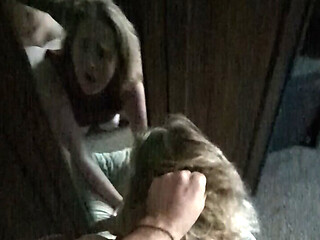 Blonde bitch fucked from behind in mirror