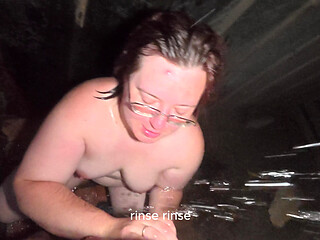 Soapy Naked Bodies in a Rural Shower