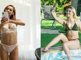 Redhead poolside fuck