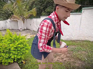 Perv Grandma Hires Young Gardener and Ends up Fucking Him Hard in the Ass
