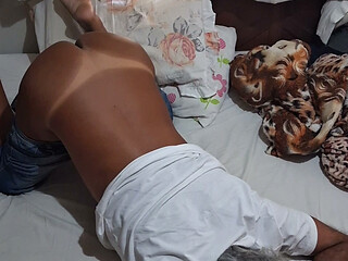 Sissy ladysilva showing off her tanned ass with sexy mark on the bed