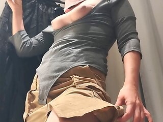 Sexy brunette Mirsur tries on tights with her hairy pussy and big assets
