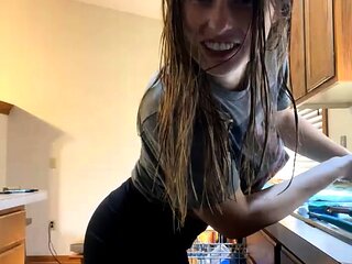 Cute curly brunette solo webcam masturbation