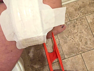 Pad Change in Microfiber Panties Takepad