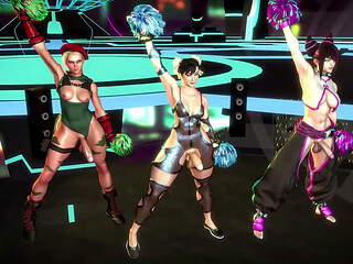 Futas ammy, Chun Li and Juri do a special cheerleading dance for fans