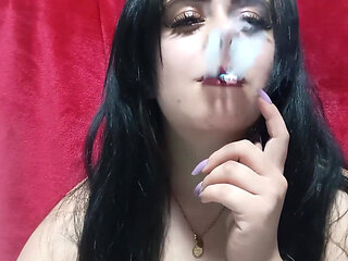 Cute Smoker Girl with Slim Cigarette