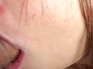 Stepsister deep sucking big cock after watching porn and oral creampie