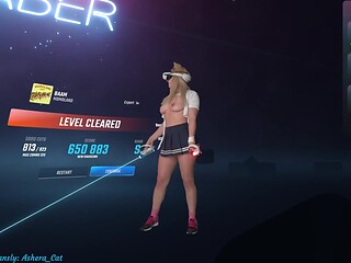 Funny Beat Saber Expert with vibrator inside pussy