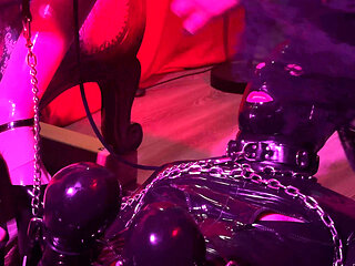 Rubber & Ava Fetishart Give Perv a Latex Footjob Part 1