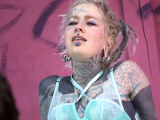 Behind the vignettes with heavily tattooed thin lady anuskatzz