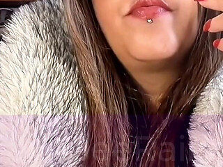Chainsmoking Queen in Fur: BBW MILF Green Eyes, Red Nails, Lips & Ignoring You