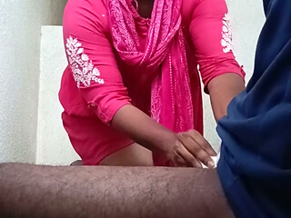Stepmom fuck on building exit stair open public placehard fuck by step son