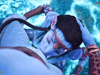 Gifdoozer Avatar Neytiri Performs Intense Deep Throat in the Jungle: Passionate, Hardcore Sex with a Seductive