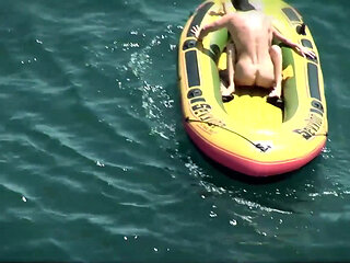 Christine Alexis gets the cum fucked out of her on a raft in the ocean