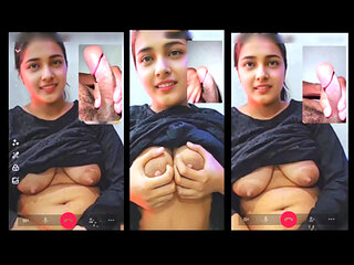 Stepsister Video Call sex chat, Beautiful big tits showing her Stepbrother viral xxx video