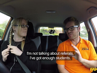 Fake Driving School - Naughty Student Satine Spark Blows Instructor for Passed Driving Test