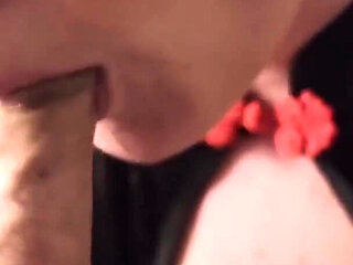 Black Dress Best Blowjob with Cum Swallow Cum in Mouth