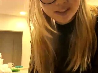 Blonde teen home alone masturbating