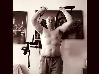 Fit Old Man Masturbating After Workout