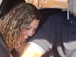 Naked Passenger in Uber Ride Gets Blowjobs and Also Gives Head.