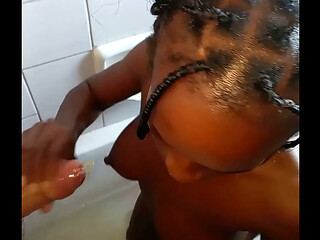 Small hot black stepdaugher in Bathtub vibrator play , good blowjob and wet Doggystyle fuck by step daddy best porn ever in history