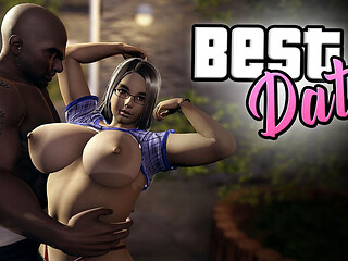 My Black Boyfriend Fucked Me in Pussy and Cum in Mouth at Night Backyard. 3D Animation
