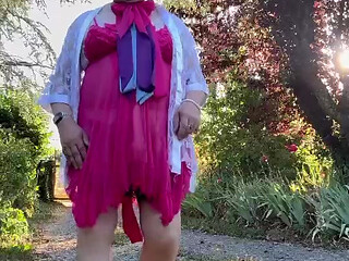 Dressed in a little fuchsia nightgown for a morning