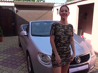 Hot MILF Fucked on the Car and Creampied