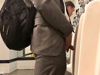 Sneaking a peek at straight cocks in the men's room