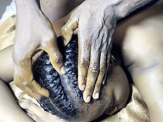 Hair Fetish for Ebony Teen Receiving Cum