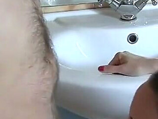 Sylvia Chrystall's Blowjob and Doggystyle Fucking in Her Bathroom.