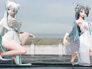 Yan He Luo Tianyi Sent Mingyue to the Elegant Hanfu Striptease of the Double