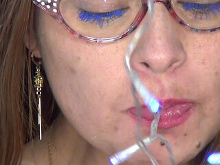 Awesome!! Endless Deepthroat with a Very Long String of Lights!