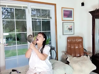 Fantasizing granny's hairy pussy and playing with her butt hole