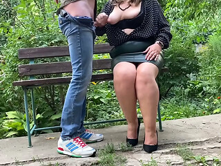 Stepmom made me cum on her clothes in the park
