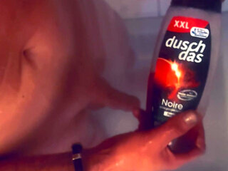 German man is horny in the shower.