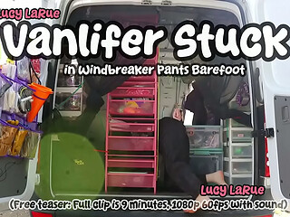 &quot_Vanlifer Stuck in Windbreaker Pants Barefoot&quot_