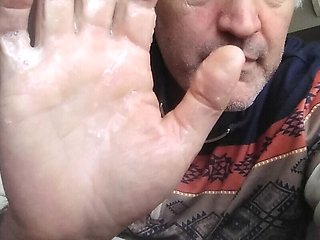 Cumshot with Hand in Close-up Dirty with Sperm