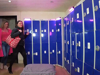 Lesbian party in gym's locker room
