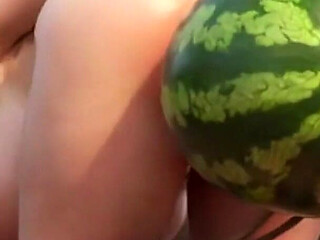 Old Granny Bound with Huge Watermelon in Ass - Hurt & Orgasm