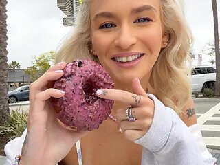 Two cute teens, Donnie Rock and Emma Rosie, are fucking outdoors in pov style
