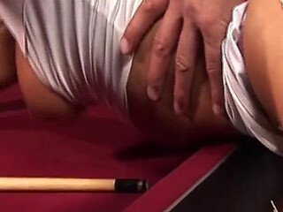 Dirty Blonde Scene 1: Gorgeous Busty Blonde Having Sex in the Pool Hall with Her Panties on